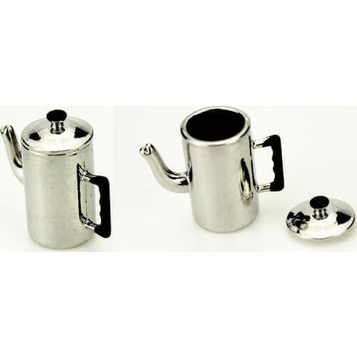 1/12 Dollhouse Miniature Accessories Mini Metal Milk Tea Pot Simulation Kettle Model Toys for Doll House Decoration
