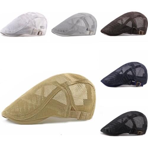 Men Women Spring Summer Breathable Mesh Duckbill Newsboy Style Flat Cap Ivy Cabbie Driving Beret Hat