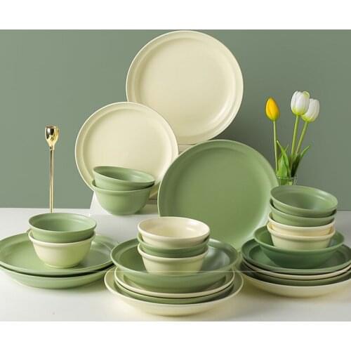 Nordic Bowls and Plates 7-pcs Set Household Luxury Rice Bowl Dinner Plate Chopsticks Combination Wedding Decoration Tableware