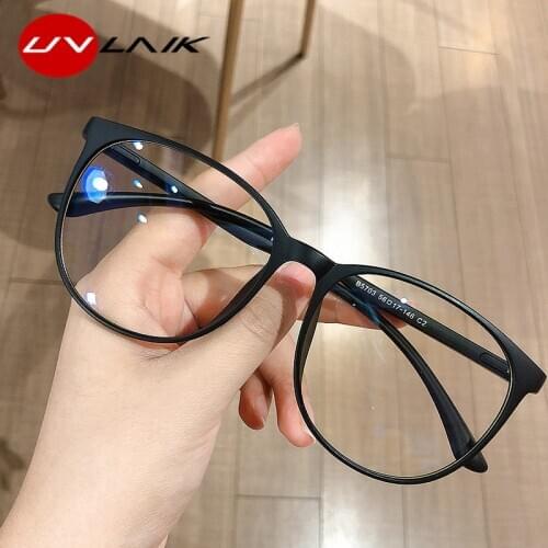 UVLAIK Blue Light Blocking Computer Glasses Women Men Round Optical Eyewear Frame Transparent Spectacle Eyeglasses Frames