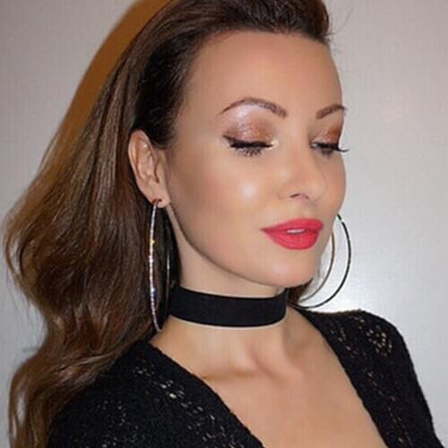 10cm Personality Super Crystal Big Circles Hoop Earrings For Women Fashion Gold Silver Color Jewelry Big Round Circle Earring