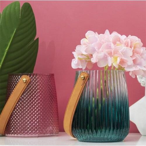 Modern Portable Glass Vase Flower Pot Hydroponic Transparent Container Vase Living Room Home Decor Fresh Flower Water Florist