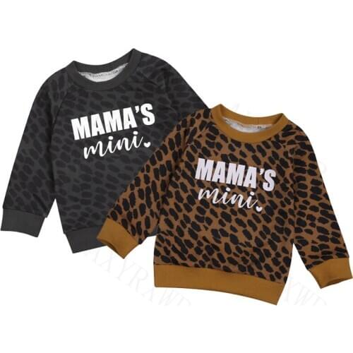 Autumn Active Casual 0-4Y Baby Boys Girls Sweatshirts Letter Leopard Print Long Sleeve Pullovers Cotton Sports Tops Outfits