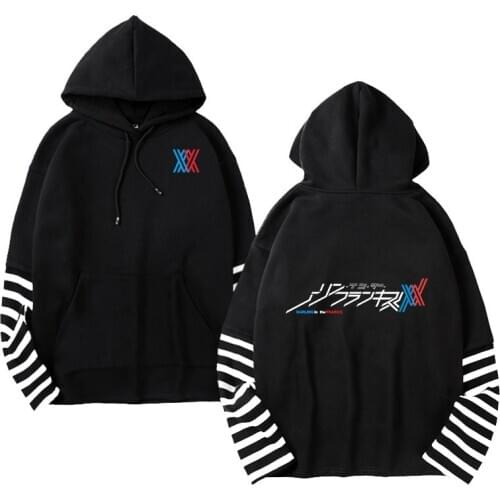 Darling in the Franxx 02 Winter fleece Hoodie thick Patchwork Pullover anime cosplay costume Hoody Sweatshirt streetwear tops