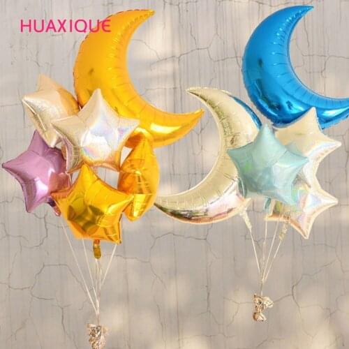 36 Inch Moon Star Aluminum Foil Balloon Birthday Party Wedding Festival Balloon Silver Gold Baby Shower Globos Gift Classic Toy