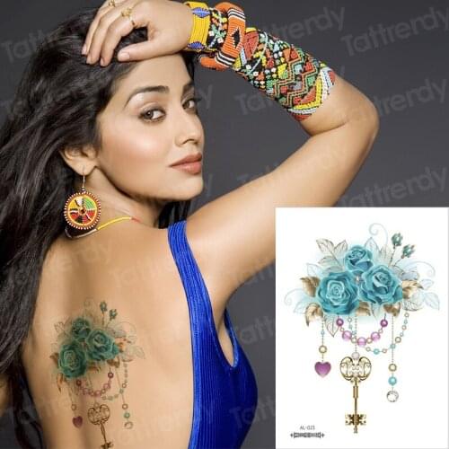 Temporary back tattoos waterproof purple flower tattoos for girls tattoo arabic lace tattoo body stickers jewel fashion makeup