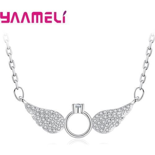High Standard 925 Silver Choker Necklace for Girlfriend Wife Gift Romantic Flying Wing Pendant AAAAA Zircon Paved Bijou