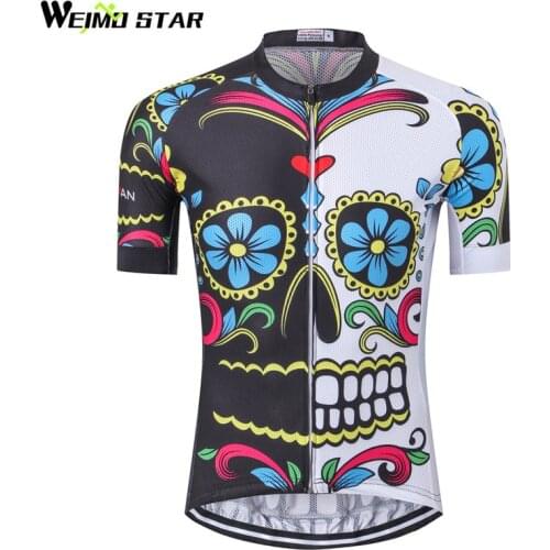 Weimostar White Black Skull Cycling Jersey 2018 Pro Team Bike Jersey MTB Bicycle Wear Clothes Summer Downhill Cycling Clothing