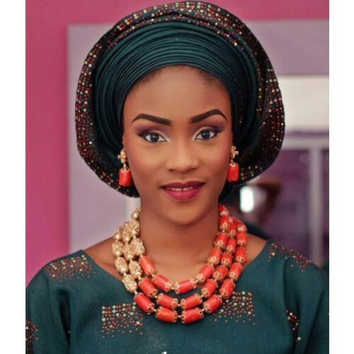 Wonderful African Inspired Wedding Coral Beads Jewelry Set Women Bridal Coral Necklace Earrings Set Hot Free Shipping CNR666