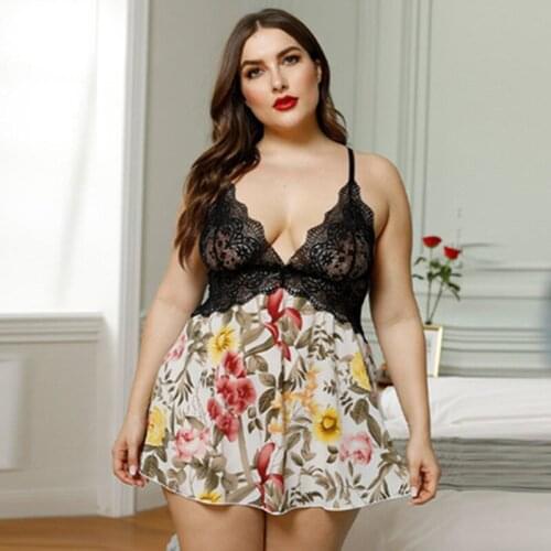 Plus Size Women Red Plaid Sleepwear Chemise with Lace Trim Lingerie Nightgowns Sexy Female Large Size Nightdress XL-5XL