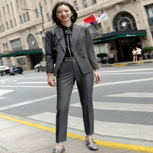 Women pants suits autumn and winter new casual OLtemperament professional dress ladies work clothes suit pants 2 piece set women