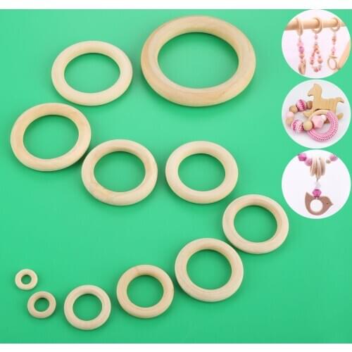1-100Pcs 11-Size Natural Wood Teething Rings Wooden Round Pendant Necklace Bracelet DIY Craft Jewelry Unifinished Hoops 15-100mm