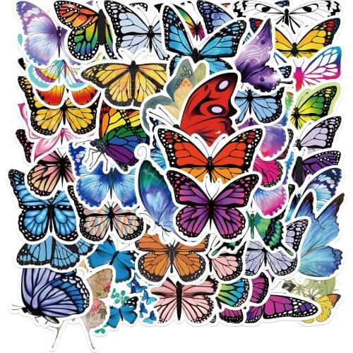 10/50pcs Rich variety of beautiful Butterfly Cartoon Graffiti Toy Notebook Refrigerator Skateboard Guitar Waterproof Stickers