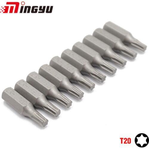 10pcs 25mm 1/4" Torx T20 Screwdriver Bit Set Repair Tools ScrewdriversKit Hex Shank Drill Bit For Power Household Hand Tools