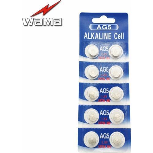 10x Wama AG5 LR48 393 1.5V Alkaline Button Cell Coin Batteries Wholesales Disposable Calculator Toys Watch Batteries New