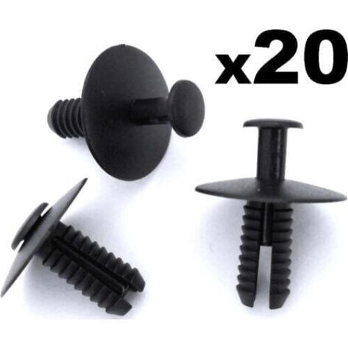 20x 6mm For Vauxhall Bumper & Wheel Arch Lining Plastic Body Panel Trim Rivet Clip