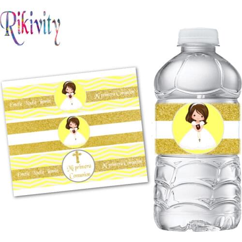 Rikivity 20 Pcs Baptism Christening Water Bottle Wine Champagne Labels Candy Bar Wrapper Sticker Baby Shower Birthday Decoration