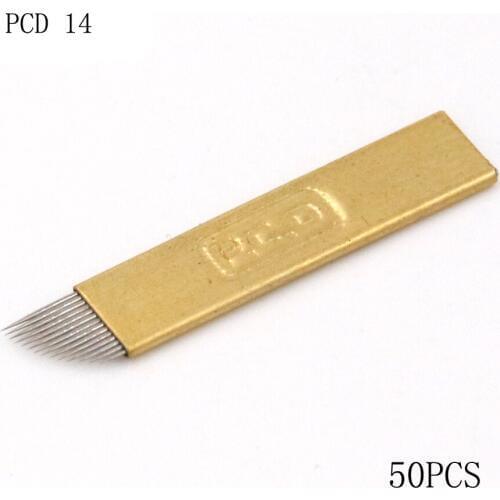 High qualiy 50pcs manual eyebrow blade permanent makeup microblading needles 14 pin
