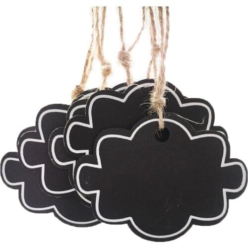 50pcs Mini Wooden Blackboard Love Cloud Shape Single-sided Chalkboard With Rope Creativity Wood Message Slate Memos Label