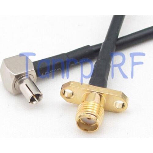 50CM Pigtail coaxial jumper cable RG174 extension 20in TS9 male right angle to SMA female with 2 hole panel RF connector adapter