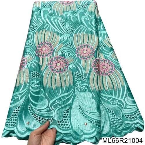 African Dry Lace Fabric Embroidery High Quality Swiss Voile Lace 5Yards Church Dress Materials Latest Cotton Sew ML66R210