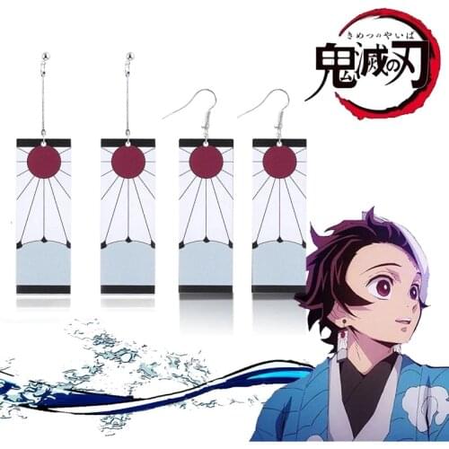 Acrylic Drop Earrings Demon Slayer Kimetsu no Yaiba Blade of Ghost Earings For Women Men Cosplay Jewelry Accessories Gift