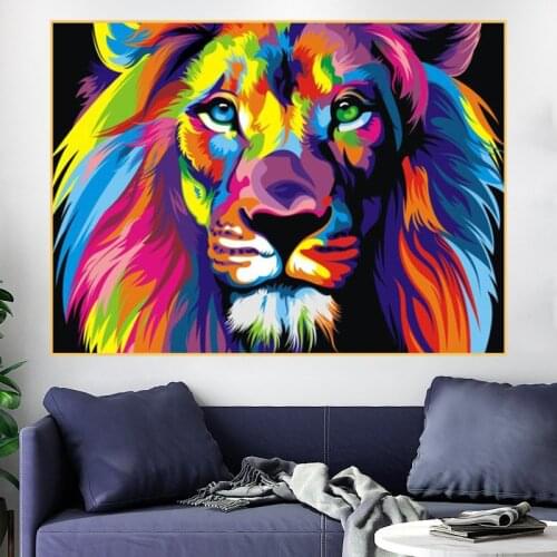 Watercolor Lion Pop Art Posters and Prints Abstract Animals Canvas Art Wall Paintings Cuadros Pictures for Living Room Decor