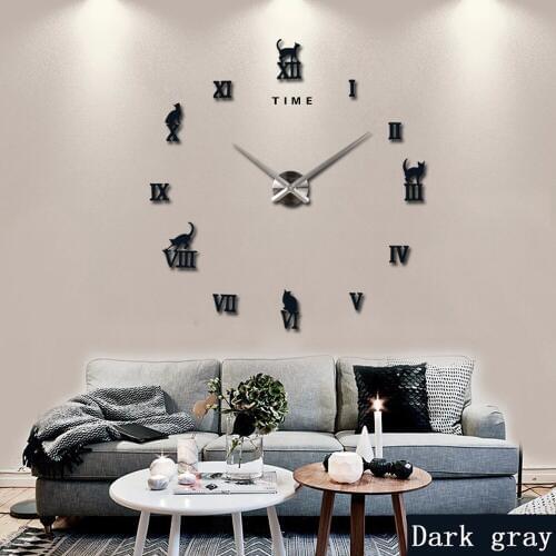 Large Wall Clock Sticker Silent 3D DIY Clock Roman Numeral Acrylic Mirror Big Wall Clocks Modern Design for Living Room Decor