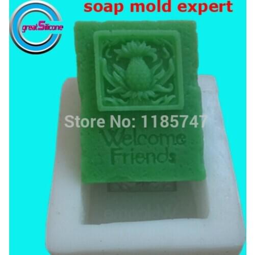 Welcome Friend Bar Soap Mold Silicone Molds for Natural Soap Decorating Gypsum Wax Mould
