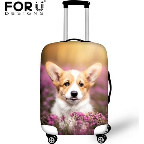 FORUDESIGNS Cute Dog and Flower Design Travel Trunk Covers Elastic Suitcase Protective Covers for Traveling Trolley Case 2021