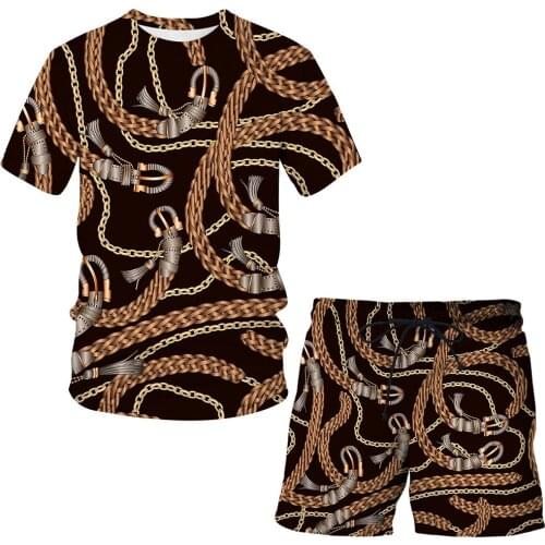 3D Print Iron chain Harajuku Sets T Shirts Cool Man / Woman T-shirts Summer Casual Short Sleeve Fashion hot Clothes Men clothing