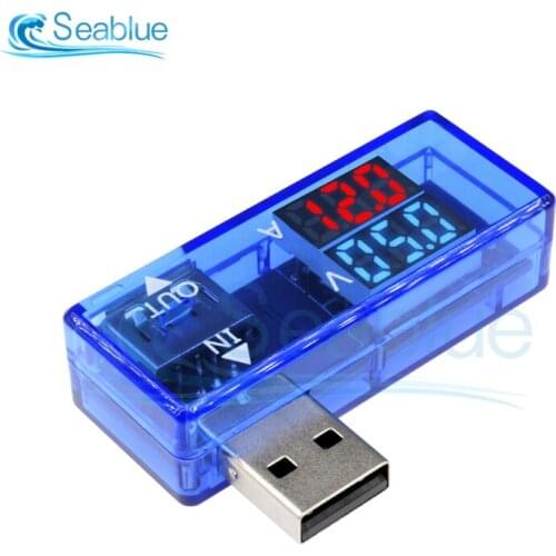 USB Dual Display Voltage and Current Measuring Instrument LCD Digital Display Power Battery Capacity Tester Measurement Red Blue