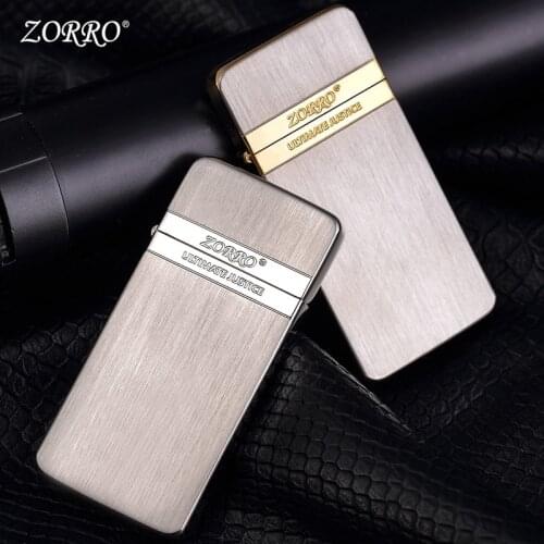 Zorro kerosene lighter waterproof and sealed oil gasoline ultra-thin pure copper smoking lighter flint grinding wheel gift