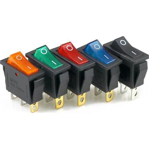 1PCS KCD3 Rocker Switch 15A /20A 125V/250V 3 Pin Electrical equipment Power switch Red, yellow, blue, green black