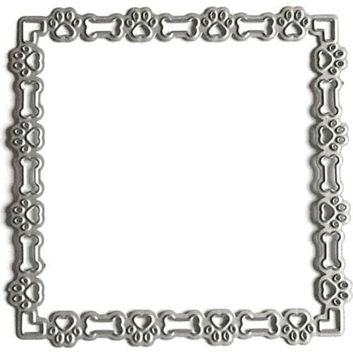 Square Dog Paw Bone Metal Cutting Dies Stencil Scrapbooking DIY Album Stamp Paper Card Mold Embossing Decoration