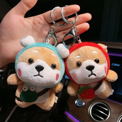 Cute Puppy Plush Doll Keychain Cartoon Dog Animal Key Ring Backpack Car Pendant Ornaments Keyfob creative Gifts