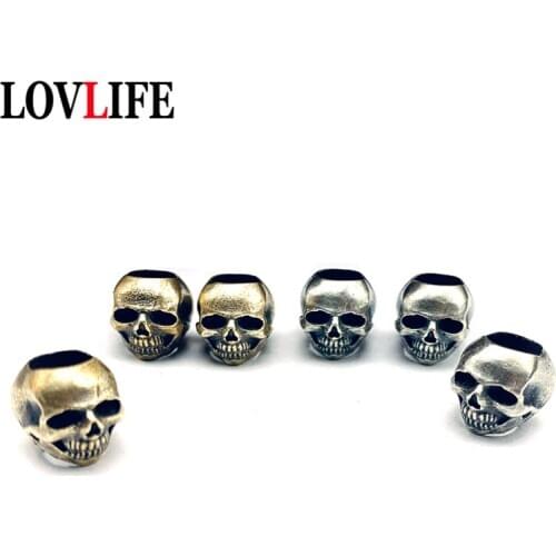 Miniature Skull Head Brass Knife Bead Pendant Jewelry DIY Bracelet Accessories Car Key Chain Lanyard Hanging EDC Umbrella Beads
