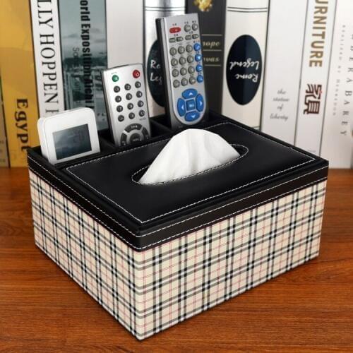 Fashion leather tissue box napkin tray table pumping paper box for home and car