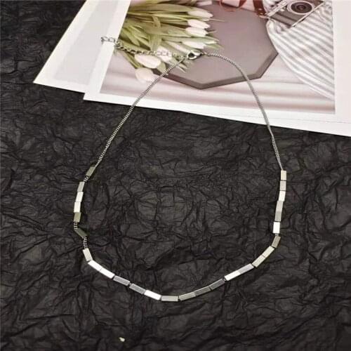 Fashion Simple Stainless Steel Square Hip Hop Necklace For Men and Women Personality Bracelet Jewelry Gift 2021 New Trend