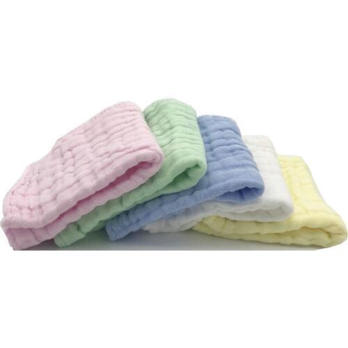 5PCS/ Set Baby Muslin Washcloths Natural Muslin Cotton Baby Wipes Soft Newborn Baby Face Towel Size 12x12 Inch Multicolors