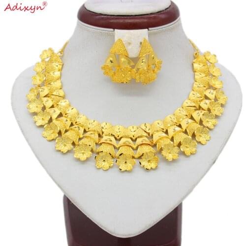 Adixyn Tree Necklace&Earrings Jewelry Set for Women Gold Color /Copper Jewelry African/Ethiopian Bridal Wedding Gifts N06088