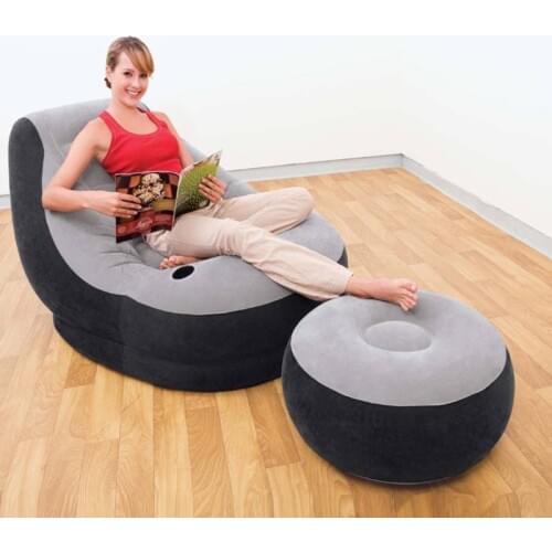 Inflatable Flocking Two Piece Set Lazy Sofa Bed Lunch Lounge Chair Portable Multifunctional Outdoor Beach High Quality Furniture