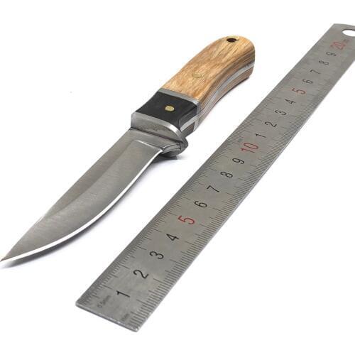 Small Size Fixed Blade Hunting Knife with Sheath Outdoor Camping Straight Knives Survival Tactical Knife Wood Handle EDC Tool