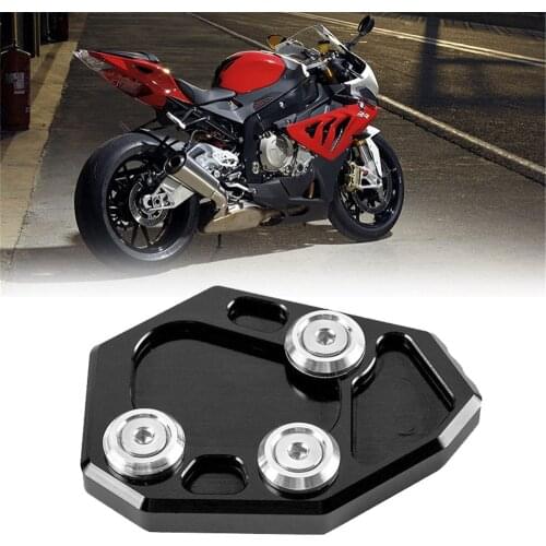 Feet Pads Motorcycle Side Kickstand Pad Stand Sidestand Foot Enlarge Plate Compatible for BMW S1000RR 2010 - 2016 Black