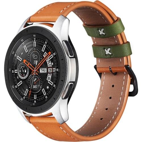 20 22mm Cow Leather band for Samsung Galaxy Watch 46mm Gear S3 Sport WatchBand Huawei Watch Replacement Strap Moto Huami Amazfit