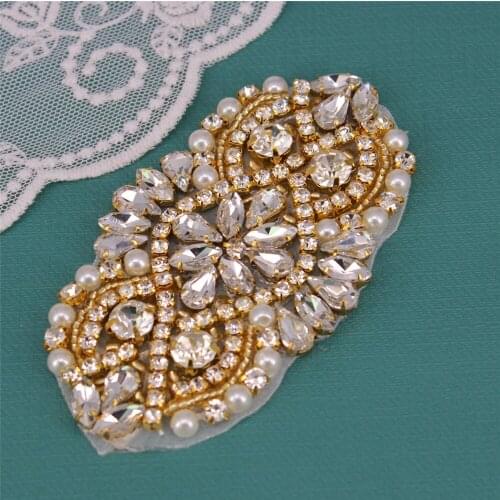 Luxury Gold Women Wedding Sash Rhinestone Applique Crystal Bridal Belt Pearl Trim Women Gowns Belt