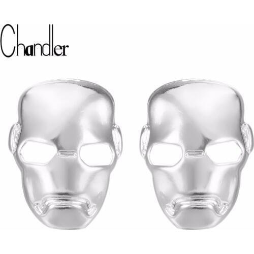 Chandler Wholesale Iron Man Mask Super Hero Stud Earring Hiphop Steel Piercing Body Jewelry Gold 3D Women Fashion Accessaries