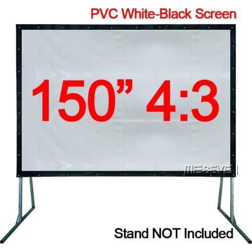 Hot Sale 150 inches 4:3 Foldable PVC Soft White-Black HD Front Projection Screen Curtain Film for Any Home Cinema Projectors
