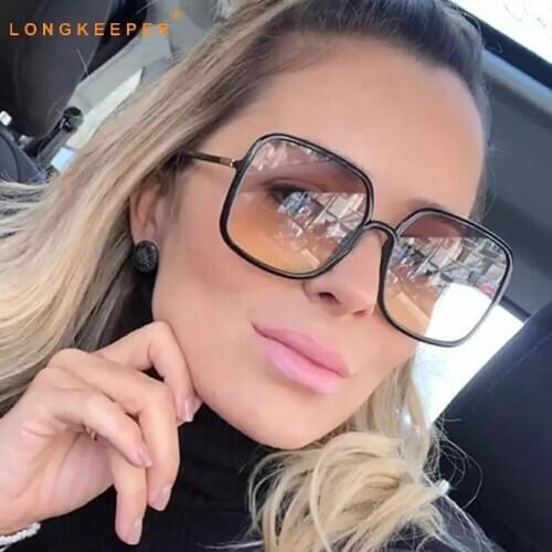 Vintage Oversized Sunglasses Women 2020 Brand Design Big Frame Square Sun Glasses Ladies Gradient Shades UV400 Oculos de sol