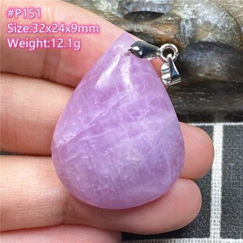 Top Natural Purple Kunzite Stone Pendant Jewelry For Women Man Crystal 32x24x9mm Healing Silver Beads Water Drop Gemstone AAAAA